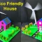 DIY eco-friendly house model with solar panels and a wind turbine, displayed on a green base with plants, showcasing a working model of renewable energy for school or home projects." Let me know if you'd like a shorter version for social media or a version tailored for Pinterest pin descriptions or WordPress featured images.